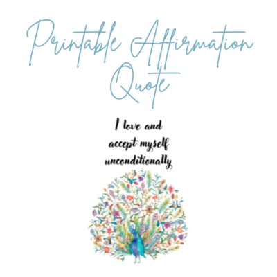 I love and accept myself unconditionally affirmation quote peacock design