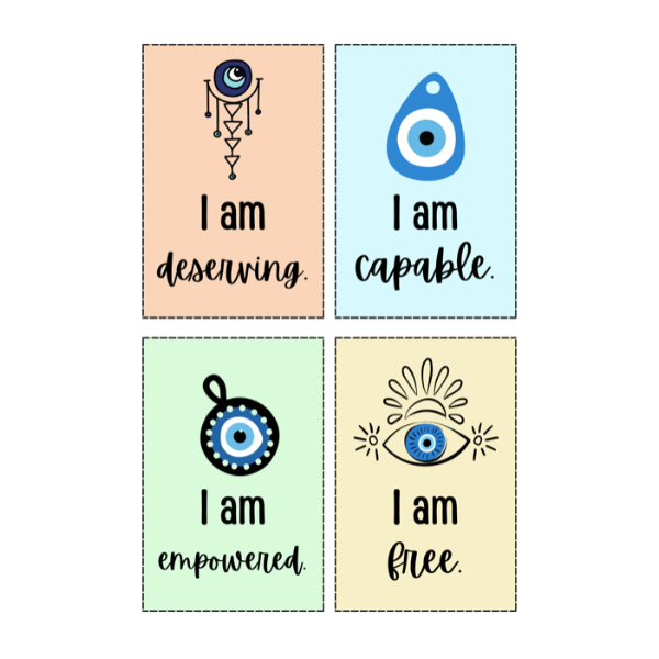 Self love Turkish Eye design affirmation cards