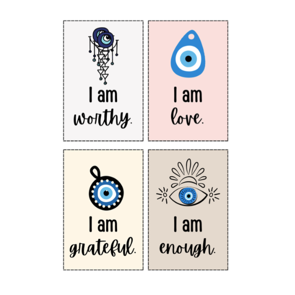 Self love Turkish Eye design affirmation cards