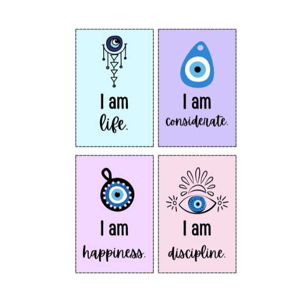 Self love Turkish Eye design affirmation cards