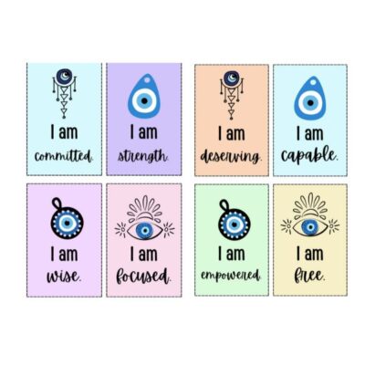 Self love Turkish Eye design affirmation cards__