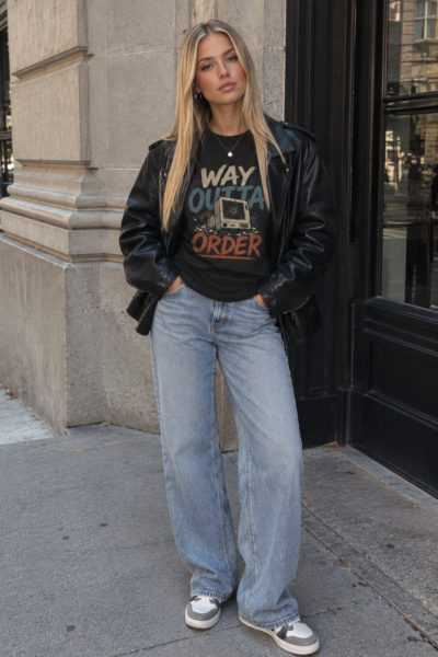 Tee + Leather Jacket