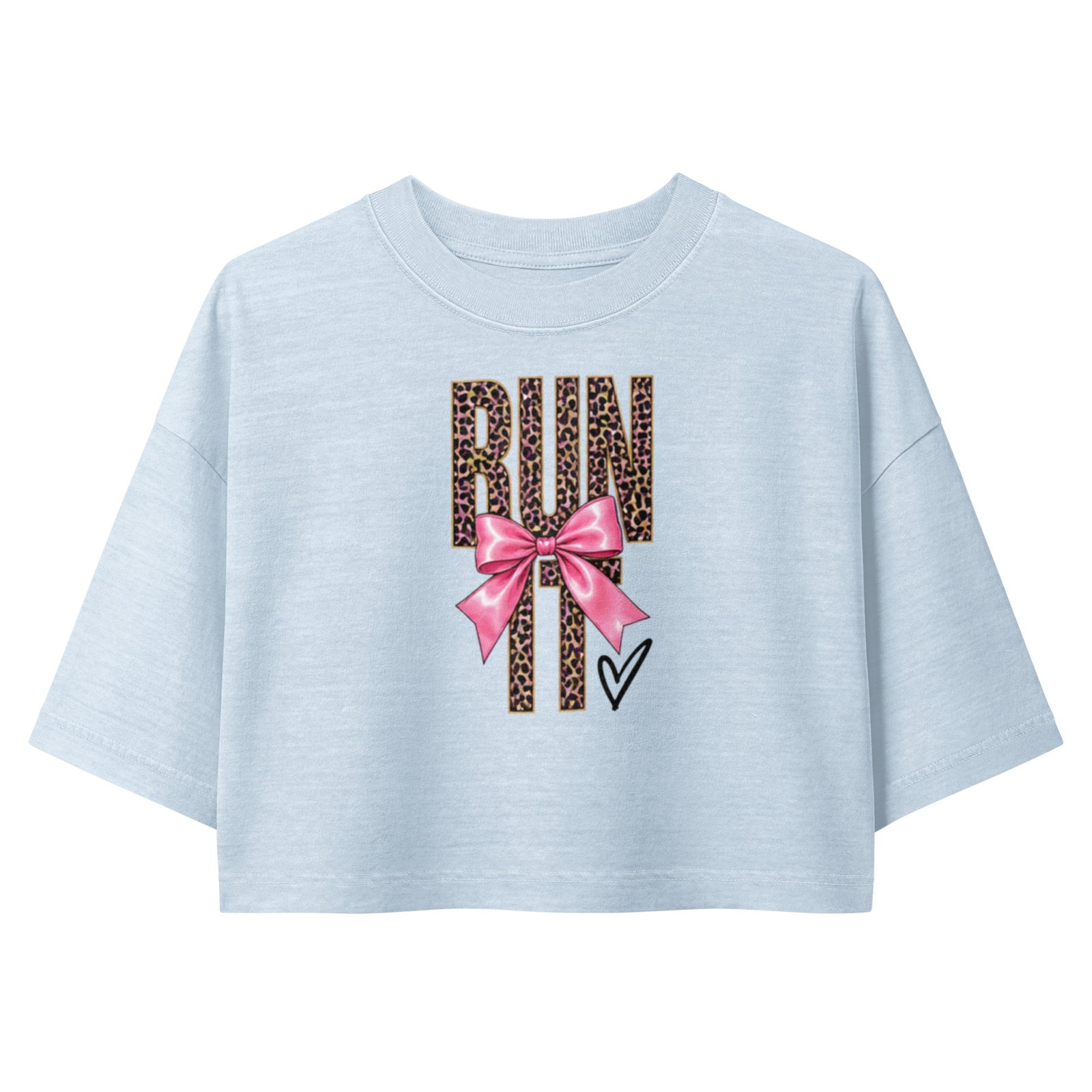 Run It Women’s Garment Dye Vintage Graphic Tee Cropped Top - Image 3