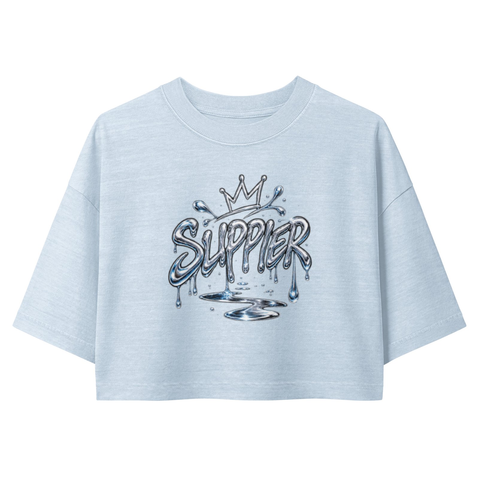 Trendy Graphic Shirt - Slippier Garment Dye Black Cropped Tee - Image 3