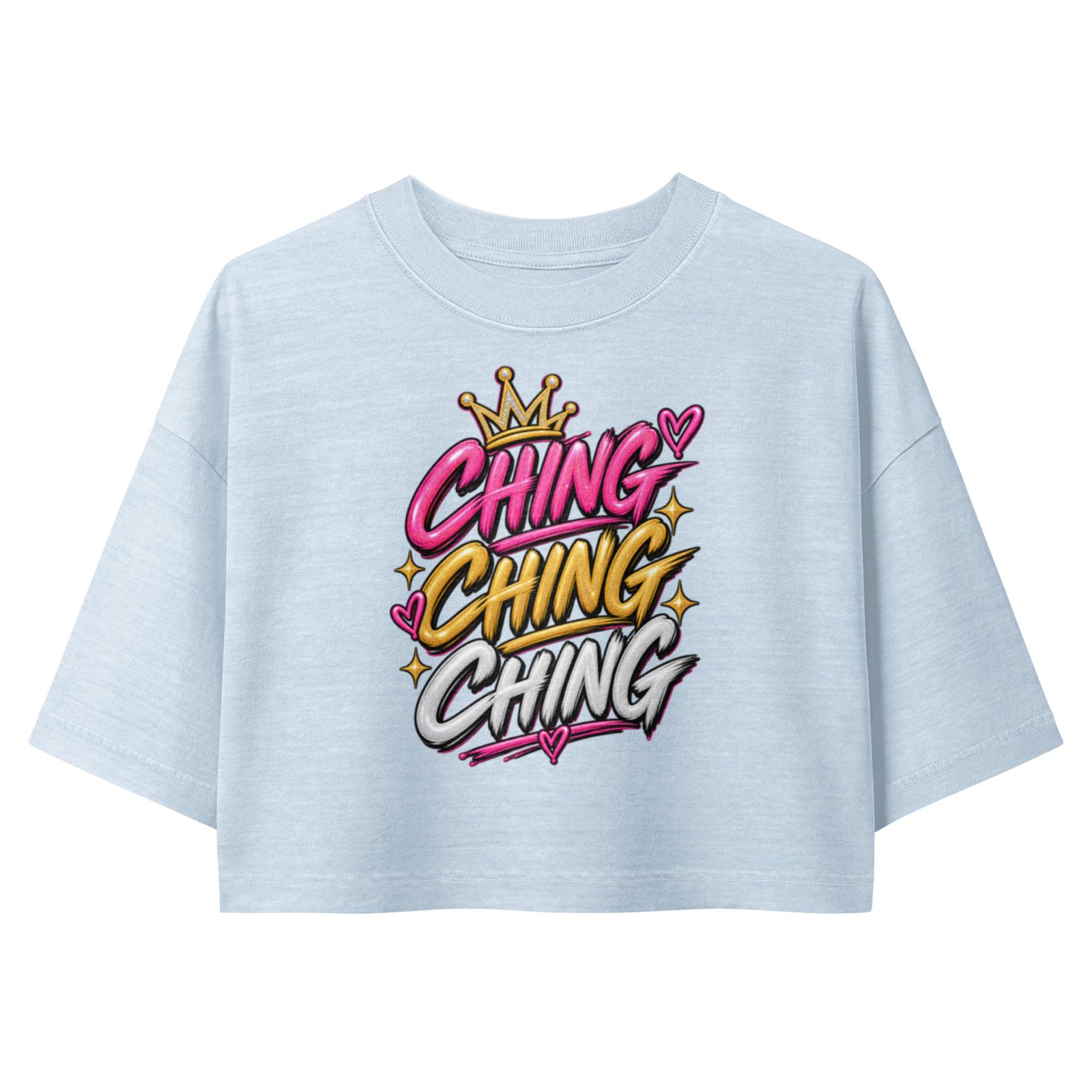 Ching Ching Ching Women's Graphic Tee – Funny Money Quote Shirt, Trendy Streetwear Cropped Top - Image 3