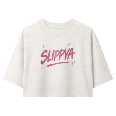 Graphic Women’s White Slippya Design Cropped Top