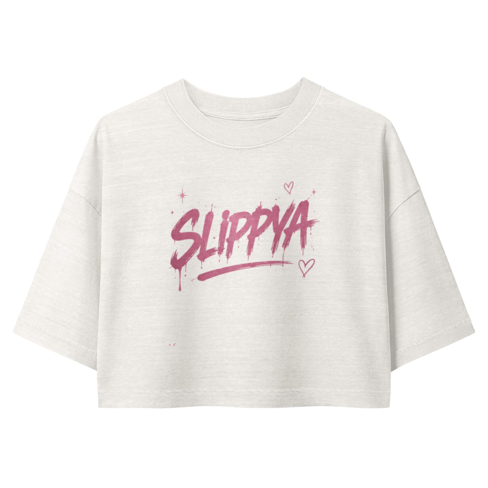 Graphic Women’s White Slippya Design Cropped Top