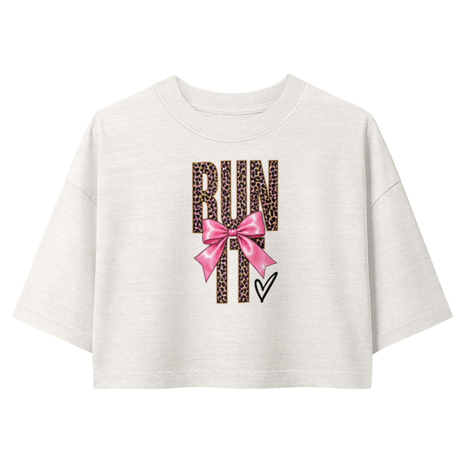 Run It Women’s Garment Dye Vintage Graphic Tee Cropped Top - Image 5