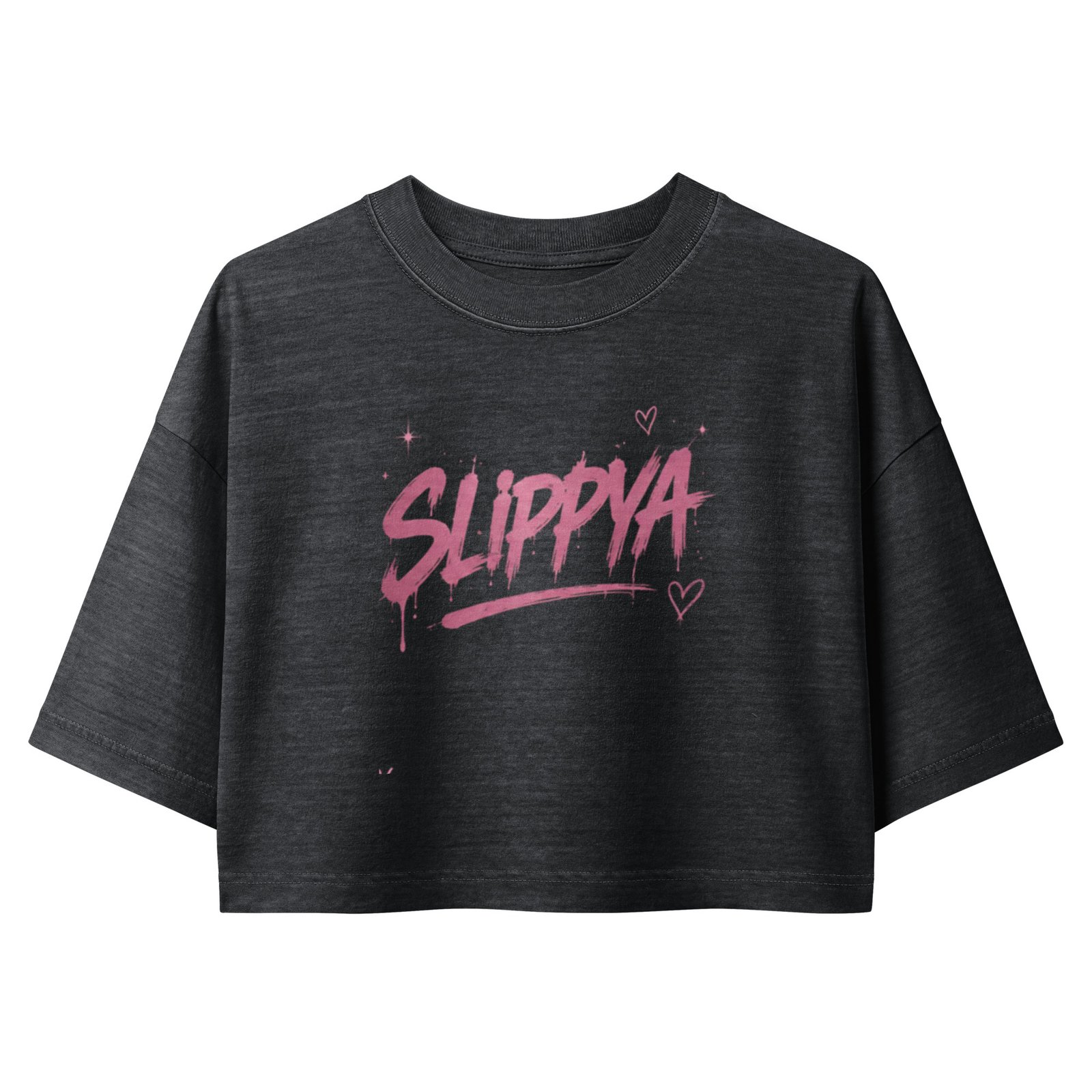 Graphic Women’s Black Slippya Design Cropped Top