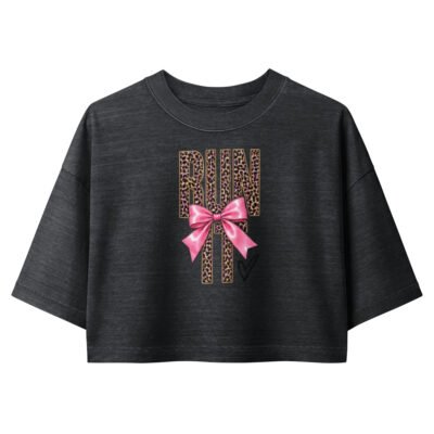 Run It Women’s Garment Dye Vintage Graphic Tee Cropped Top